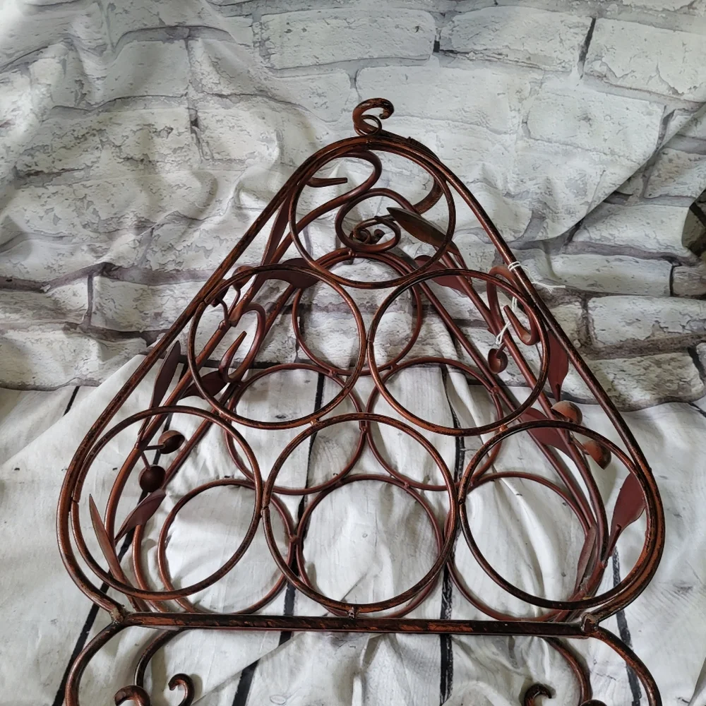 Vintage wrought Iron triangle Wine Rack